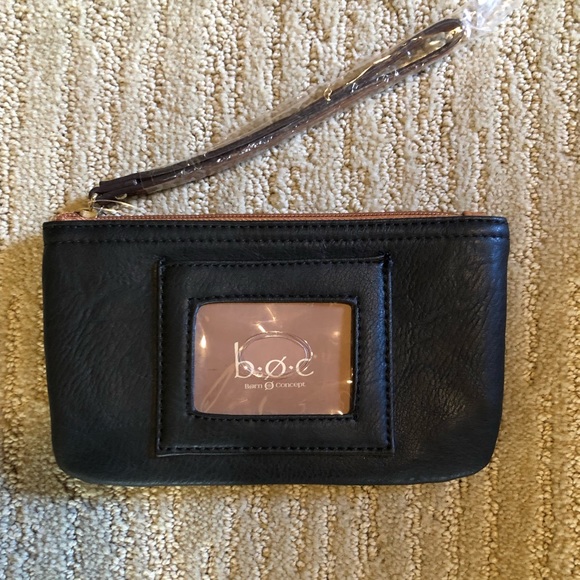 Born Concept Handbags - Born Concept Black Faux Leather Wristlet